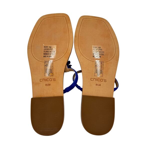 Chico's NEW Delray Royal Cobalt Blue Suede Fringe Slide Cushioned Summer Sandals - Picture 11 of 11